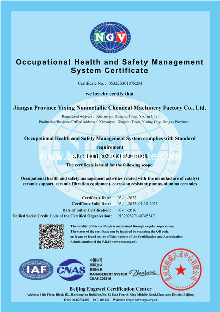 CHINA Jiangsu Province Yixing Nonmetallic Chemical Machinery Factory Co.,Ltd certificaciones